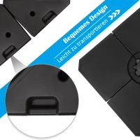 Outsunny Schirmgewicht, 4-tlg. Schirmständer, mit 80 kg Wasser oder 120 kg Sand befüllbar, HDPE, Schwarz, 100 x 100 x 9,5 cm(m-6)