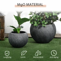 Outsunny 2er-Set Übertöpfe In-und Outdoor, wetterbeständig, modernes Design, 33 cm x 33 cm x 28 cm, Grau(m-5)