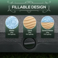 Outsunny 20kg Garden Parasol Base with Wheels Heavy Duty Sand or Water Filled Patio Umbrella Base for Outdoor Deck Beach Black(m-5)