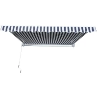 Outsunny Markise Gelenkarmmarkise Sonnenschutz mit Handkurbel 3,5 x 2,5 m Grau+Weiß Alu Polyester(m-4)