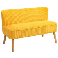 HOMCOM Zweisitzer-Sofa, elegantes Skandi Design, massiver Holzrahmen, bis 150 kg, 117 x 56,5 x 77 cm, Gelb(m-1)