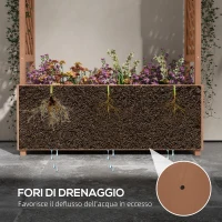 Outsunny Fioriera con Grigliato, Fori di Drenaggio e Tettuccio, in Legno di Abete, 112x41x180 cm, Marrone(m-5)