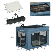 PawHut Transportín para Perros y Gatos Bolsa para Mascotas Transportador para Perros 60x42x42cm Azul(m-3)