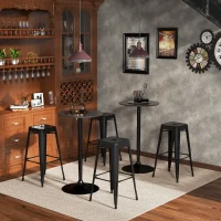 HOMCOM Conjunto de 4 Taburetes de Bar Estilo Industrial Apilables y con Reposapiés Aptos para Interiores y Exteriores 43x43x76 cm Carga Hasta 120kg Negro(m-8)