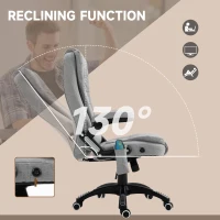 Vinsetto Office Chair, Ergonomic Desk Chair with 6-Point Massage and Back Heated, Linen-Feel Fabric Computer Gaming Chair with Arms, Lumbar Support, Light Grey(m-7)