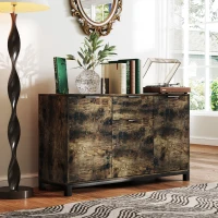 HOMCOM Sideboard, Industrial Storage Cabinet with Doors, Drawer, Cupboard and Adjustable Shelves for Living Room, Dining Room, Hallway, Rustic Brown(m-10)