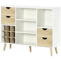 HOMCOM Buffet design scandinave 4 tiroirs 4 niches range bouteilles(m-10)