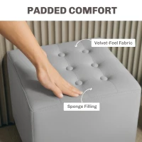 HOMCOM Velvet-Feel Square Ottoman - Light Grey(m-5)