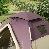 Outsunny Tenda da Campeggio 2 Posti con 2 Finestre e Gancio, in Poliestere e Fibra di Vetro, 225x190x130 cm, Cachi(m-8)