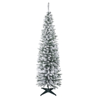 HOMCOM Künstlicher Weihnachtsbaum, 210 cm, beschneite PVC-Zweige, klappbar, Metallständer, Grün/Weiß