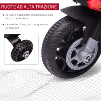 HOMCOM Moto Elettrica per Bambini con Sirena della Polizia e Fari, Velocità 3km/h e Batteria 6V Ricaricabile, 69x39x43cm, Rosso(m-6)