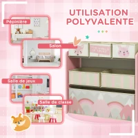 ZONEKIZ Meuble de rangement enfant avec 6 boîtes amovibles en tissu non tissé Organisateur de jouets, étagère 63L x 30l x 66H cm(m-6)