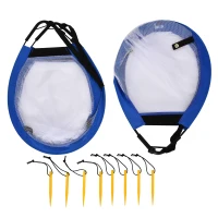 HOMCOM Cage de foot portable lot de 2 pcs but de football pliable cage de football pop up avec sac rangement et piquets bleu(m-7)