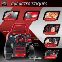 HOMCOM Camion mécano 2 en 1 - Jouet Bricolage Enfant - Établi Enfant - Jeu d'imitation mécanicien - Nombreux Accessoires Total de 61 pièces - Effets sonores et Lumineux - PP ABS Rouge(m-6)