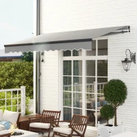 Outsunny 3.5 x 3m Electric/Manual Awning, with Remote - Dark Grey(m-9)