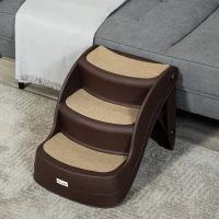 PawHut Scaletta per Cani Pieghevole con 3 Gradini Antiscivolo in PP, 49x38x38 cm, Marrone(m-7)