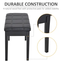 HOMCOM Faux Leather Piano Stool Makeup Dressing Stool Bench Dressing Table Seat with Storage 75L x 35W x 49H (cm) - Black(m-6)