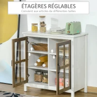 HOMCOM Meuble de rangement buffet vitrine bas pour la cuisine avec 2 portes vitrées et étagères en MDF - dim. 80I x 40P x 81,5H cm(m-6)