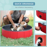 PawHut Piscina Plegable para Perros Gatos Ø80x20 cm Bañera Portátil para Mascotas PVC Antideslizante Múltiples Usos Color Rojo(m-7)