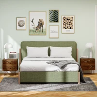 HOMCOM Bedside Tables Set of 2, Modern Side Table Set with 2 Drawers and Steel Hairpin Legs, Nightstand for Bedroom, Brown Wood Grain(m-2)