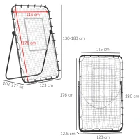 HOMCOM Rete da Calcio Rebounder Pieghevole con Bersaglio, Altezza e Angolazione Regolabili, Metallo e PE, 123x73x178.5cm, Nero(m-3)