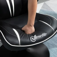 Vinsetto Gaming Stuhl ergonomischer Computerstuhl mit Wippfunktion Drehstuhl höhenverstellbar Stahl Schwarz+Weiß 67 x 70 x 106-112 cm(m-9)