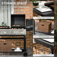 Outsunny 12kW Deluxe Duo Gas BBQ, with Grill, Plancha and Side Burner - Black(m-7)