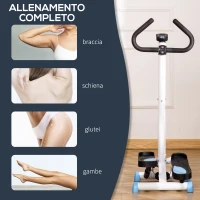 HOMCOM Stepper con Manubrio, Pedali Antiscivolo e Monitor LCD, in Acciaio e ABS, 55x44x108 cm, Bianco Nero e Bianco(m-7)