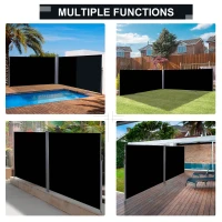Outsunny 6 x 2m Retractable Sun Side Awning Screen Fence Patio Garden Wall Balcony Screening Panel Outdoor Blind Privacy Divider – Black(m-6)