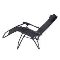Outsunny Zero Gravity Chair Metal Frame Texteline Armchair Outdoor Folding and Reclining Sun Lounger with Head Pillow for Patio Decking Gardens Camping, Black(m-11)