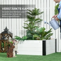Outsunny Hochbeet, verstärkte Kanten, wetterbeständig, 91,5 cm x 91,5 cm x 41 cm Schwarz + Weiß(m-5)
