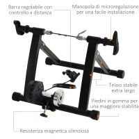HOMCOM Rullo per Bicicletta da Corsa e Mountain Bike da 26"-28" e 700C, Rullo Bici Pieghevole e Magnetico in Acciaio(m-5)