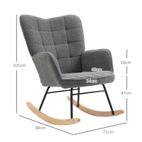 HOMCOM Berber Fleece Nursery Glider Rocker for Nursing, Wingback Rocking Chair for Living Room, Dark Grey(m-3)