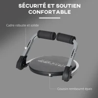 HOMCOM Appareil à abdominaux crunch musculation compact et pliable 3 niveaux de résistance(m-6)