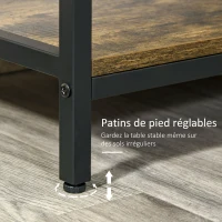HOMCOM Table Console - Table d'entrée - Table d'appoint  Industriel 2 tiroirs 2 étagères métal Noir en Bois rustique(m-6)