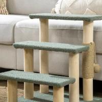 PawHut 48cm Three-Step Cat Tree, with Toy Ball, Jute Scratching Post - Green(m-8)