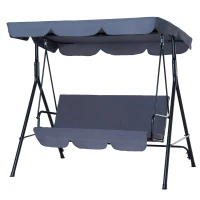 Outsunny Dondolo da Giardino a 3 Posti con Tettuccio Parasole Inclinabile in Acciaio 172 × 110 × 153cm Grigio(m-10)