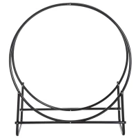 HOMCOM Range-bûches porte-bûches support bois de cheminée design contemporain 102L x 40l x 114H cm métal noir(m-4)