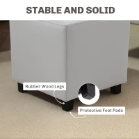 HOMCOM Velvet-Feel Square Ottoman - Light Grey(m-6)