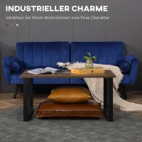 HOMCOM Couchtisch im Industriedesign, Beistelltisch, Stahl + MDF,  Braun + Schwarz(m-4)