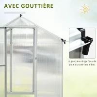 Outsunny Serre de Jardin 3 x 2 m Aluminium Polycarbonate 5,5 m² Fondation Lucarne Porte loquet(m-6)