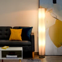 HOMCOM 160 CM Tall Cylindrical Modern Free Standing Floor Lamp for Bedroom, Study or Living Space with Polyester Fabric  Shade White(m-2)
