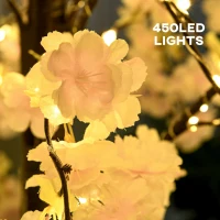 HOMCOM 450 LED Light Decorative Artificial Blossom Tree - Pink(m-4)