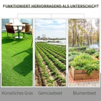 Outsunny Unkrautvlies Anti-Unkrautgewebe Bändchengewebe Reißfestes Bodendecker 100g/m² Unterbodengewebe mit grünen Trennwänden wasserdurchlässig PP-Kunststoff Schwarz 50x2 m(m-6)