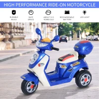 HOMCOM Kids Electric Ride On Toy Car 6V Electric Motorbike with Chargeable Battery Headlight and Music for 3-5 Years - Blue(m-4)