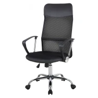 HOMCOM Swivel Office Chair Mesh Fabric Executive Chair Seat Home Desk Chairs Armchair with Wheel, Black(m-11)