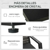 Outsunny Conjunto de Muebles de Exterior con Sofá de 2 Plazas Sillones y Mesa de Centro para Terraza Patio Negro(m-6)