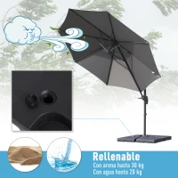 Outsunny Pesos para Base Cruzada de Sombrilla Parasol 4 Piezas Rellenables con Agua de 20 kg o Arena de HDPE de 30 kg 51x51x12cm Negro(m-5)