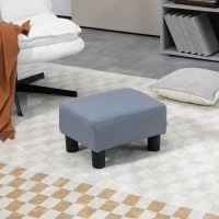HOMCOM Microfiber Cloth Footstool, Small Foot Rest, Rectangle Sofa Stool for Bedroom Living Room, Grey(m-2)