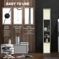 HOMCOM Floor Lamp with Shelves, Dual Light, Modern Tall Standing Lamps, with Pull Chain Switch (Bulb not Included), Light Grey(m-6)